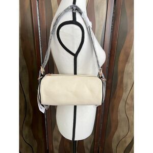 NWT The Drop Canvas Mini Barrel Bag in Linen with Black Trim